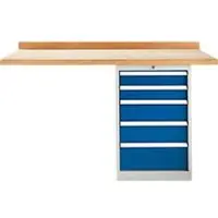 Schäfer Shop Modulare Werkbank , Anbaueinheit, Buche Multiplexplatte, bis 500 kg, B 1500 x T 700 x H 840 mm, Enzianblau ral 5010