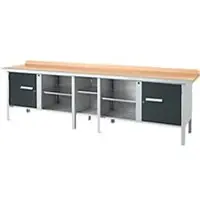Schäfer Shop Kastenwerkbank PWi 300-1, Buche Multiplexplatte, mit Stahlkante, bis 750 kg, B 3000 x T 700 x H 840 mm, Anthrazit
