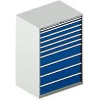 Schäfer Shop Schubladenschrank WSK 54-36, Stahl, 10 Schübe, bis 75 kg, B 1023 x T 725 x H 1450 mm, lichtgrau/enzianblau