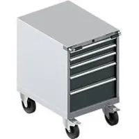 Schäfer Shop Schubladenschrank mit Rollen WSK 27-36, 5 Schübe, bis 200 kg, B 564 x T 725 x H 920 mm, weißaluminium/anthrazitgrau