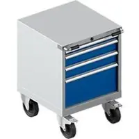 Schäfer Shop Schubladenschrank mit Rollen WSK 27-27, 4 Schübe, bis 200 kg, B 564 x T 572 x H 770 mm, weißaluminium/enzianblau