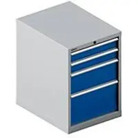 Schäfer Shop Schubladenschrank 27-36, 4 Schübe, bis 75 kg, B 564 x T 725 x H 800 mm, enzianblau/weißaluminium