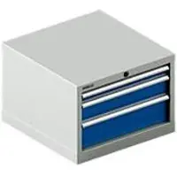 Schäfer Shop Pure Schubladenschrank 27-27, 3 Schübe, bis 75 kg, B 564 x T 572 x H 400 mm, enzianblau/lichtgrau