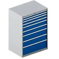Schäfer Shop Schubladenschrank WSK 54-36, Stahl, 9 Schübe, bis 75 kg, B 1023 x T 725 x H 1450 mm, weissaluminium/enzianblau