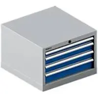 Schäfer Shop Schubladenschrank 27-27, 4 Schübe, bis 75 kg, B 564 x T 572 x H 400 mm, enzianblau/weißaluminium