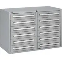 Schäfer Shop Schubladenschrank SF 120, 12 Schübe mit Etikettenschildern, abschließbar, B 1055 x T 500 x H 723 mm, weißaluminium RAL 9006/weißaluminium RAL 9006