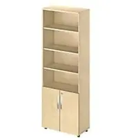 Schäfer Shop Kombischrank LOGIN, oben 4 Regale, unten 2 Ordnerhöhen mit Türen, B 800 x T 420 x H 2240 mm, Ahorn Dekor/Ahorn Dekor