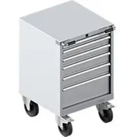 Schäfer Shop Schubladenschrank mit Rollen WSK 27-27, 6 Schübe, bis 75 kg, B 564 x T 572 x H 870 mm, weißaluminium/weißaluminium