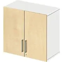 Schäfer Shop Aufsatzschrank LOGIN, 2 Ordnerhöhen, Griffe unten, B 800 x T 420 x H 726 mm, weiß/Ahorn Dekor