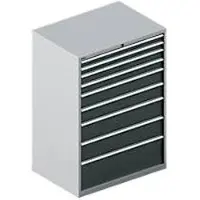 Schäfer Shop Schubladenschrank WSK 54-36, Stahl, 9 Schübe, bis 75 kg, B 1023 x T 725 x H 1450 mm, weissaluminium/anthrazitgrau