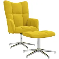 vidaXL Relaxsessel mit Hocker Senfgelb Samt