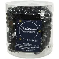 Christmas Decoration 12 Glaszapfen 6cm Christbaumschmuck Weihnachtskugeln Weihnachtsbaumschmuck black
