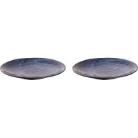 Palmer 2 x Kiryu Teller flach, sehr leichtes feines Porzellan, Ø 25,5 cm, tiefblau, weiche Form, handwerkliche Optik, für Menü, FrühStück