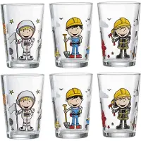 Ritzenhoff & Breker Kinderbecher "Kindergläser Berufe Jungen 205 ml 6er Set bunt", bunt, Glas, Trinkgefäße, Kinderbecher