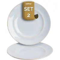Palmer Barolo große flache Teller - 2er-Set, Steinzeug, Ø 22 cm, hellblau, glänzend, moderner Stil, für Frühstück, Brotzeit oder als Kuchenteller