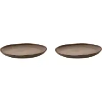 Palmer David Mucky große Teller flach - 2er-Set, Steinzeug, Ø 28 cm, moor-grün geflammt mit braunem erhöhtem Rand, für Pizza, Menü