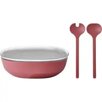 Mepal Servierschale mit Deckel & Salatbesteck Silueta 4000 ml in Vivid Mauve | Gr.: onesize