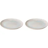Palmer 2 x Light Blue Sea Teller Servieren flach im Set, Steinzeug, Ø 22,5 cm, beige hellblau gesprenkelt, Handwerkliche Ausstrahlung, für Brotzeit