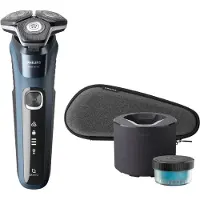 Philips SHAVER Series 5000 S5880/50 Elektrischer Nass- und Trockenrasierer, Rotationstrasierer, Blau, SteelPrecision blades, Edelstahl, Tasten, LED