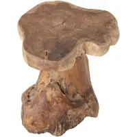 MUST Living Beistelltisch Mushroom aus Teakholz, organisches Design, massiv, natur, handgefertigtes Unikat
