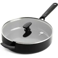Greenpan Smart Kollektion Keramik Schmortopf mit Deckel - PFAS-frei, Stapelbar Ø 28cm - Ofen- & Spülmaschinenfest, Alle Herdarten, Schwarz