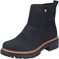 Rieker Damen Stiefelette Reißverschluss Warmfutter Ziernaht 72671, Größe:42 EU, Farbe:Schwarz