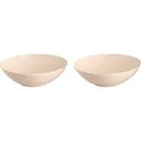 Palmer Ripple Schüssel groß - 2er-Set, Steinzeug, Ø 24 cm, 1,5 L, Elfenbein weiß mattes Finish, organische Form, für Beilagen, Salat
