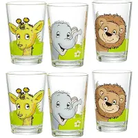 Ritzenhoff & Breker Kinderbecher "Kindergläser Dschungeltiere 205 ml 6er Set bunt", bunt, 6 tlg., Glas, Trinkgefäße, Kinderbecher