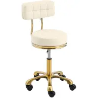 Physa B-Ware Rollhocker mit Lehne - 48 - 61 cm - 150 kg - Beige/Golden GELA BEIGE