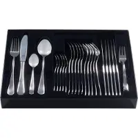 King 31tlg. Besteckset Amil im ETUI / Edelstahl 18/0 / Messerstahl / 6x Menülöffel, 6x Menügabel, 6x Menümesser, 6x Kaffeelöffel, 6x Kuchengabel, 1x Etui