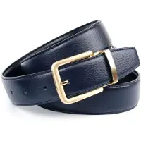 Anthoni Crown Ledergürtel , Herren, Gr. 100, schwarz (dunkelblau, schwarz), Leder, unifarben, Gürtel Ledergürtel, Wendegürtel in dunkelblau und schwarz, Schließe mattgoldfarben