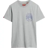 Superdry für Herren. M1011980A T-Shirt mit grauer Copper Label Grafik auf der Brust (M), Lässig, Baumwolle, Kurzarm