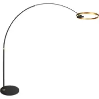 Steinhauer Bogenlampe Ringlux, dimmbar, schwarz, für Wohn- / Esszimmer, Metall, Modern, Stehlampe