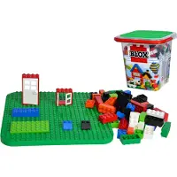 Simba Blox 500 Bausteine im Eimer, für Kinder ab 3 Jahren, Verschiedene Steine, Fenster & Türen, mit Grundplatte, vollkompatibel, farblich gemischt