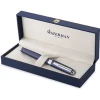 Waterman Füllfederhalter Blau Lack Palladium Zierleiste Goldfeder