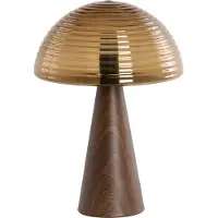 Light & Living Tischlampe Mueda mit braunem Glas und dunklem Holz