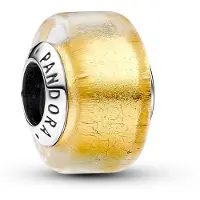 Pandora 793353C00 Charm Silber Muranoglas Goldfarben Mini