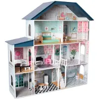 Deqube Holzpuppenhaus 4 Etagen Premium Mehrfarbig Mehrfarbig One Size