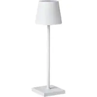 Beliani Tischlampe Weiß Metall Kabellos Wiederaufladbar Akku Touch Funktion LED Dimmfunktion USB Kabel Indoor Outdoor Tischleuchte Schreibtischlampe