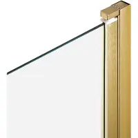 Beliani Badewannenaufsatz Gold Sicherheitsglas u. Aluminiumprofil 140 Hoch 80 cm Breit 1-Teilig Schwenkbar Schwingtür Modern für Badezimmer