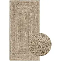 vidaXL Teppich ZIZUR Beige 60x110 cm Jute-Optik Indoor und Outdoor