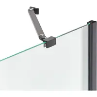 Beliani Badewannenaufsatz Schwarz Sicherheitsglas u. Aluminiumprofil 140 Hoch 100 cm Breit 2-Teilig mit Schwingtür Griff Festteil Modern für Badezimmer