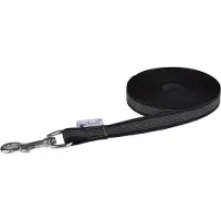 Petlando Schleppleine gummiert 20mm für Hunde Schwarz 15 m
