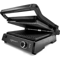 Safecourt Kitchen Contact Grill 3-in-1 - Toaster & Grillplatte - Abnehmbare Platten - PFAS-frei - Schwarz