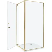 Beliani Duschkabine Gold aus Sicherheitsglas Aluminium Rahmen verchromt mit Magnetschloss Einzeltür 90x90x185cm Dusche Modernes Elegantes Design