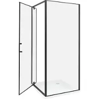 Beliani Duschkabine Schwarz aus Sicherheitsglas Aluminium Rahmen verchromt mit Magnetschloss Einzeltür 80x80x185cm Dusche Modernes Elegantes Design