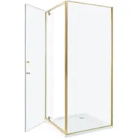 Beliani Duschkabine Gold aus Sicherheitsglas Aluminium Rahmen verchromt mit Magnetschloss Einzeltür 80x80x185cm Dusche Modernes Elegantes Design
