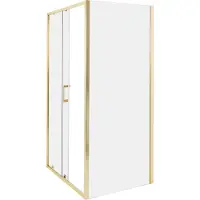 Beliani Duschkabine Gold aus Sicherheitsglas Aluminium Rahmen Einzeltür Schiebetür mit Magnetschloss 80x100x185cm Duschabtrennung Modernes Design
