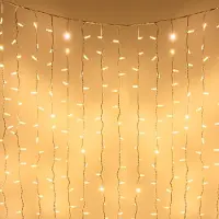 LumenXL Lichtvorhang erweiterbar weiß | ab 2 Meter | 300 LEDs | 2200K extra warmweiß | Gummi