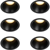 QAZQA Set mit 6 schwarzen Einbauleuchten GU10 35 mm IP44 - Dept